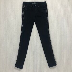Robins Jean Black Skinny Studded Jeans Women's Size 27 Embellished Denim